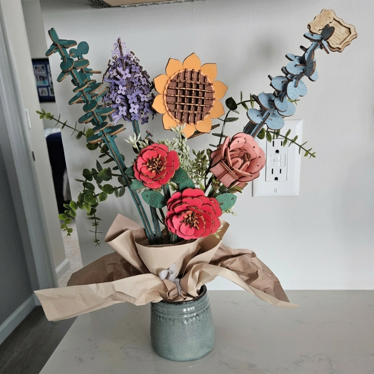 DIY 3D Wooden Flower Puzzle