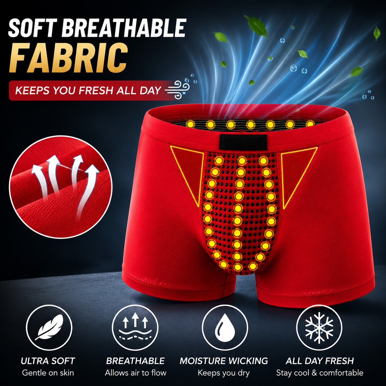 Breathable Magnetic Therapy Boxer Shorts for Men