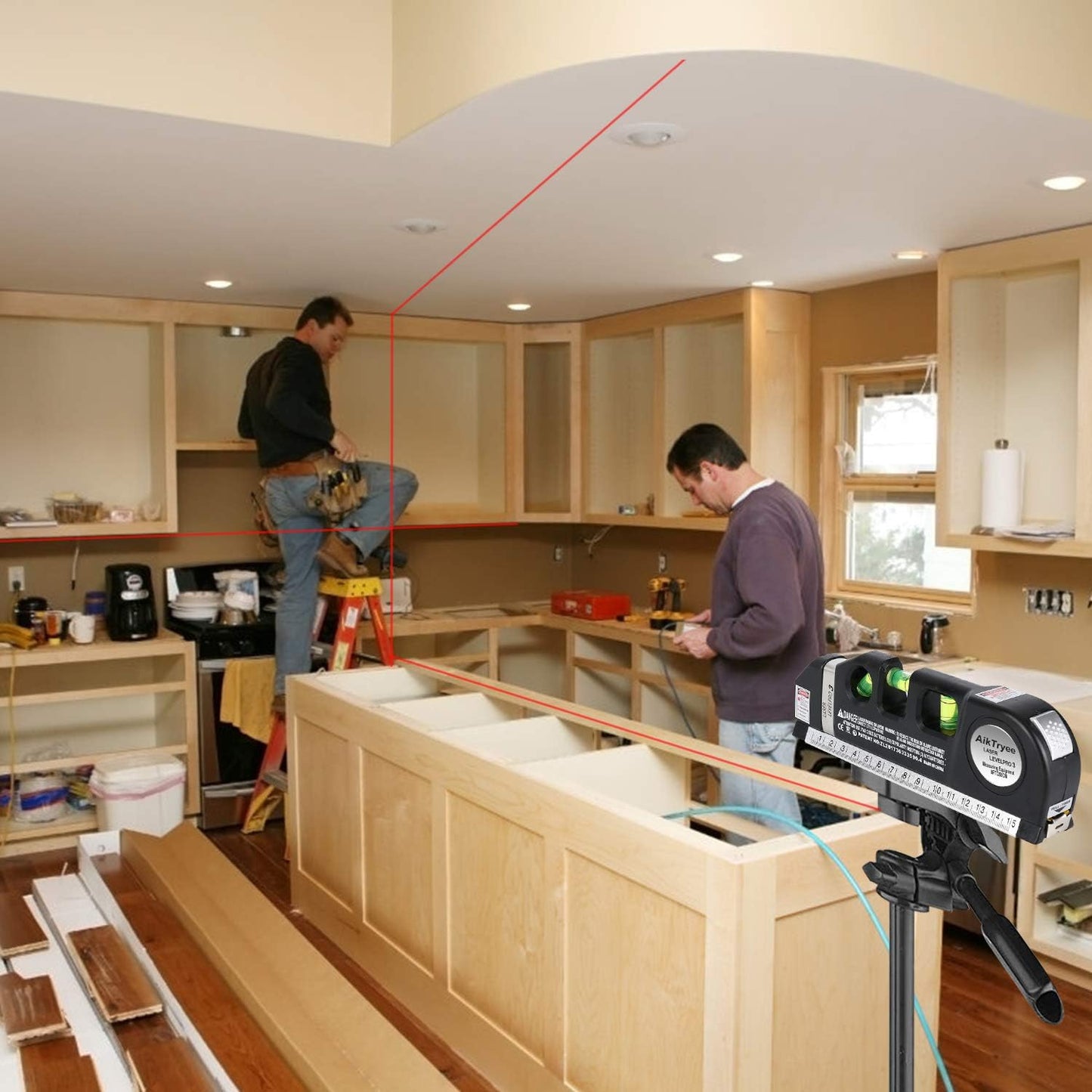 4 in 1 Fixit Laser Level Pro 3 4in1 Multi-Purpose Measuring Tool With 8 Feet Tape