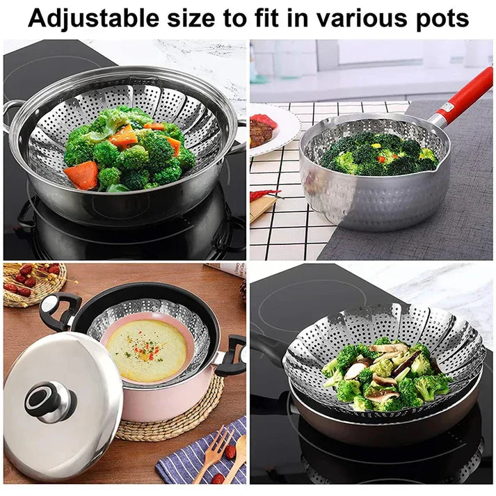 Folding Mesh Steamer Basket Steel