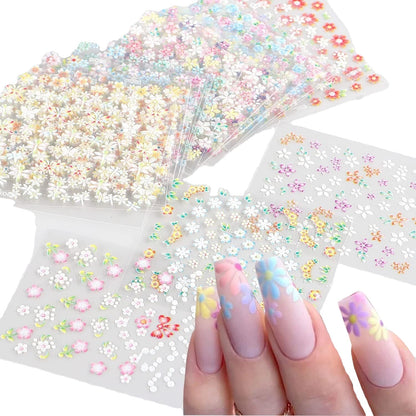 Butterfly & Flower Nail Stickers with Rhinestones