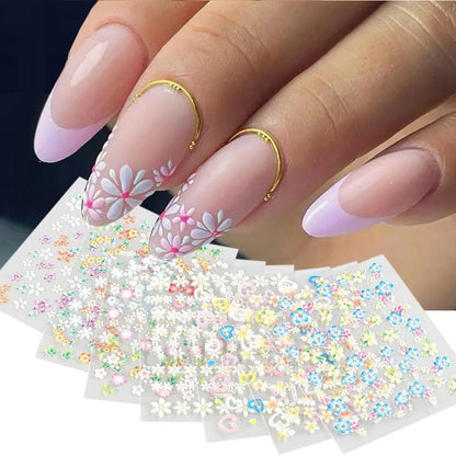 Butterfly & Flower Nail Stickers with Rhinestones