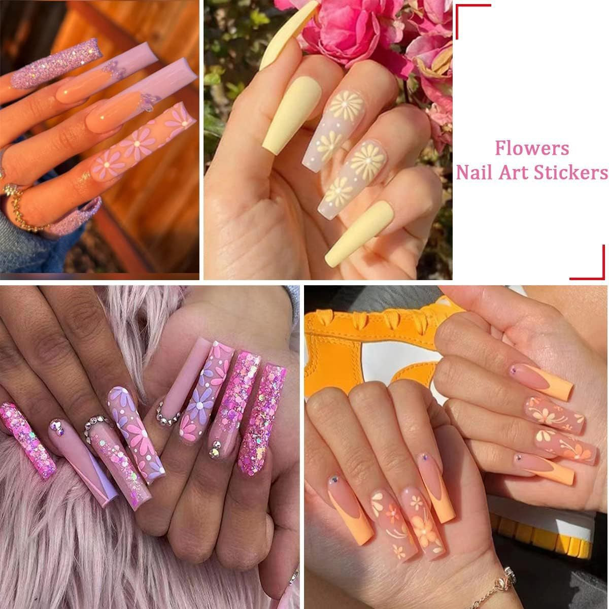 Butterfly & Flower Nail Stickers with Rhinestones
