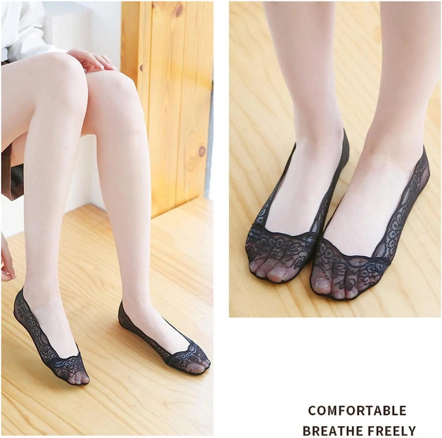 Lace No Show Liner Socks for Women (  Anti Bacterial + Smell Free )