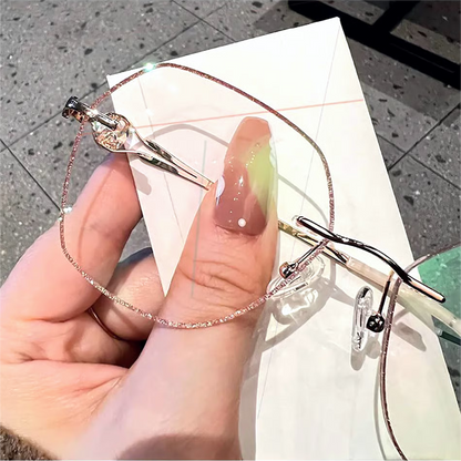 Women Diamond Rimless Anti-Blue Light presbyopia Glasses
