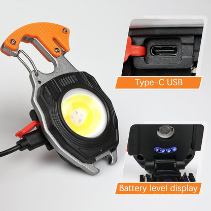 9-in-1 LED Keychain Light with Lighter, Multi Tools & USB-C Charging