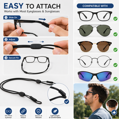 Adjustable Anti-Slip Glasses Strap – Secure Fit Comfort