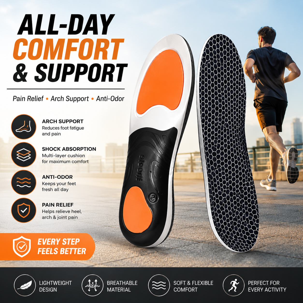 Pain Relief Arch Support Insoles - Anti Odor