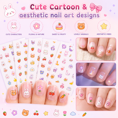Glowing Cute Nail Stickers - Self Adhesive