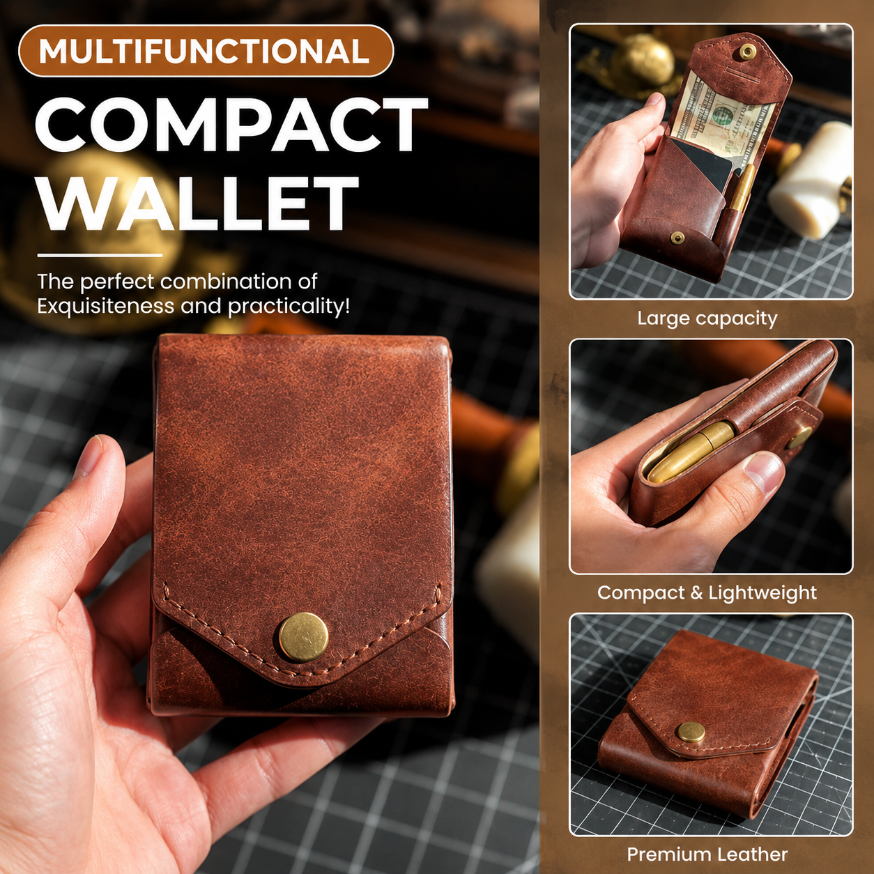 Premium Slim Leather Wallet – Compact Handmade Card Holder