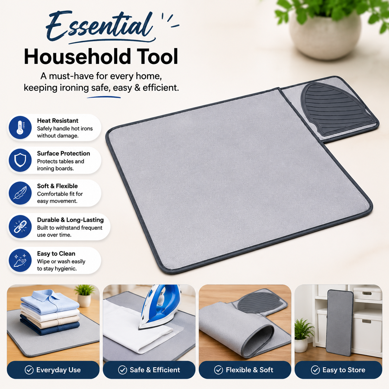 Cotton Silicone Ironing Mat with Iron Rest