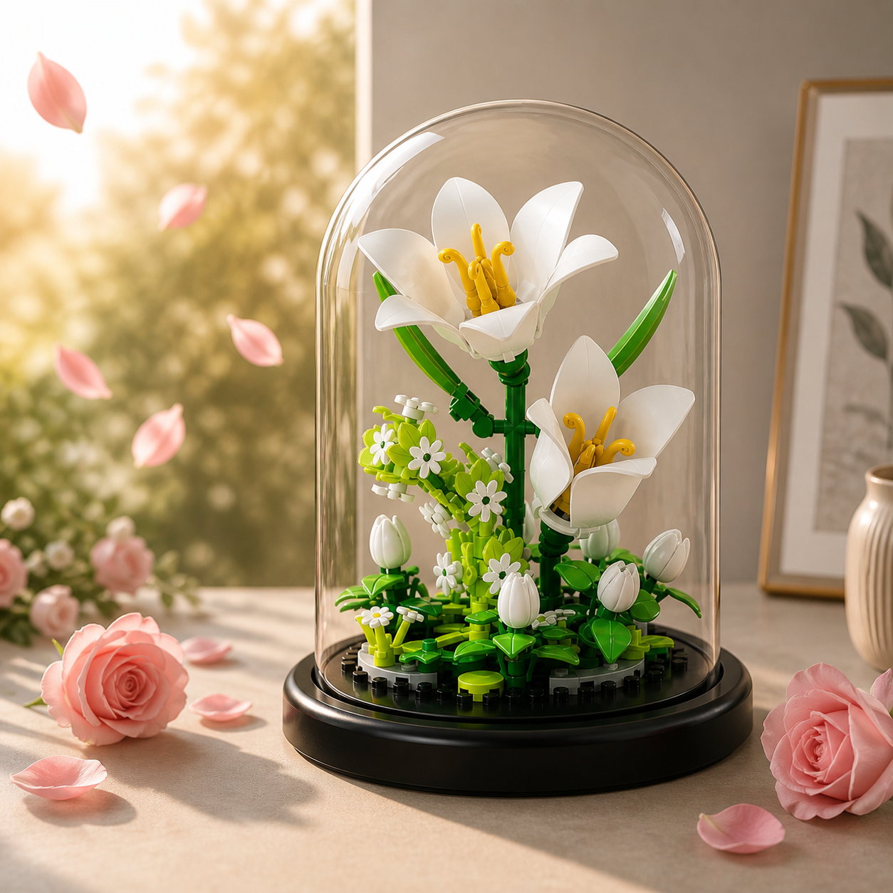 Elegant Glass Flower Building Blocks