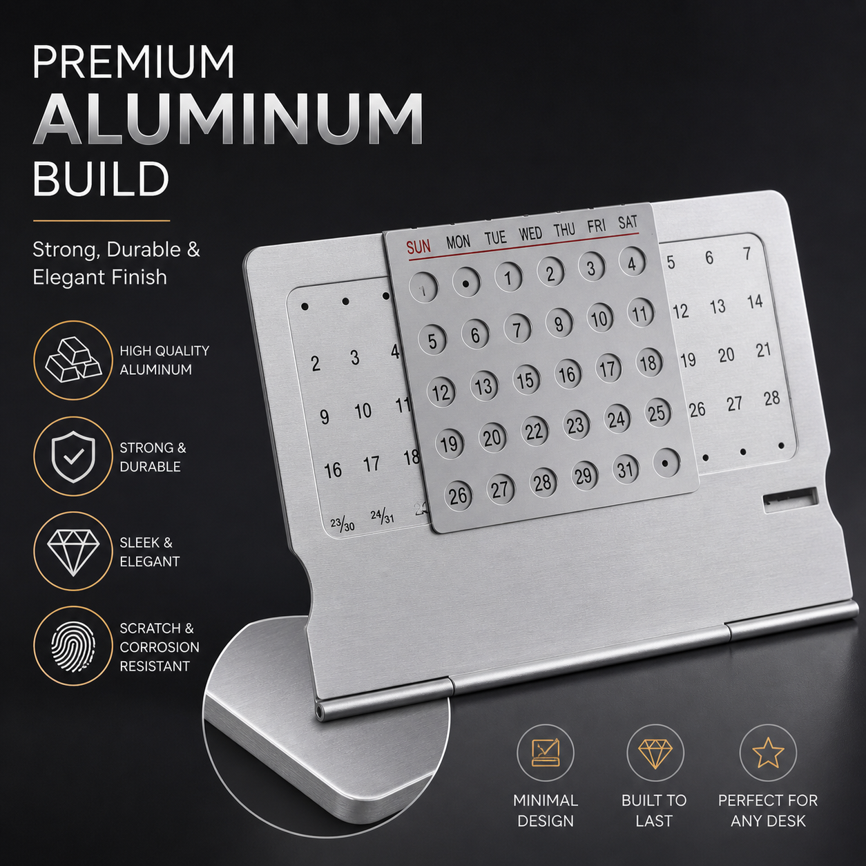 Forever Aluminum Desk Calendar – Creative Table Organizer