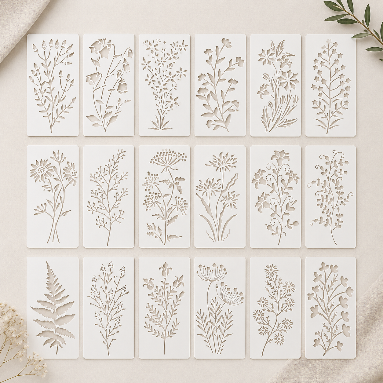 Re useable Beautiful Flower & Leaf Stencils Set