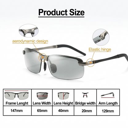 HD Polarized Photochromic Sunglasses UV400 Protection