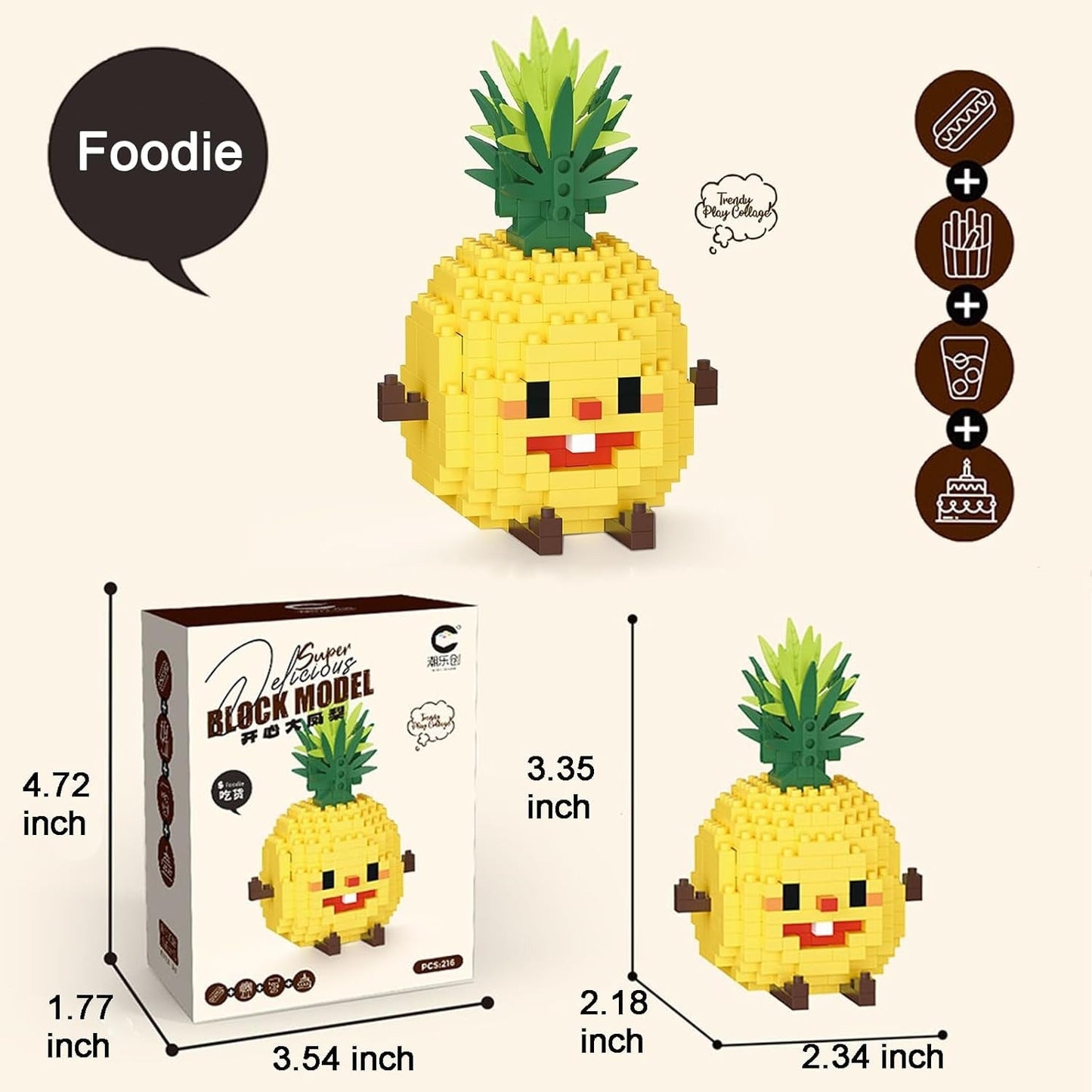 Food Shaped Building Block Toy Pineapple