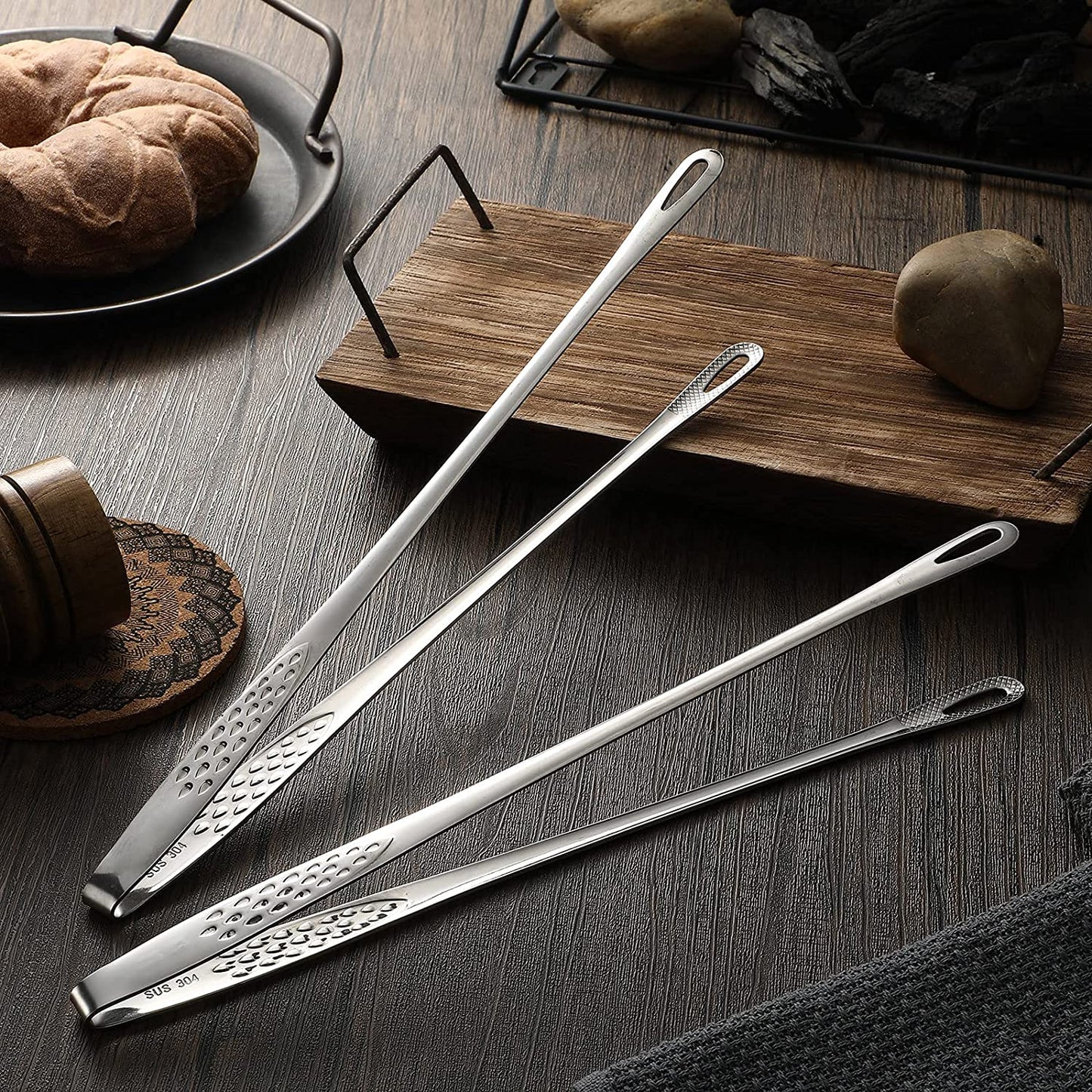 Stainless Steel Grill Tongs ( 5 Years Life )