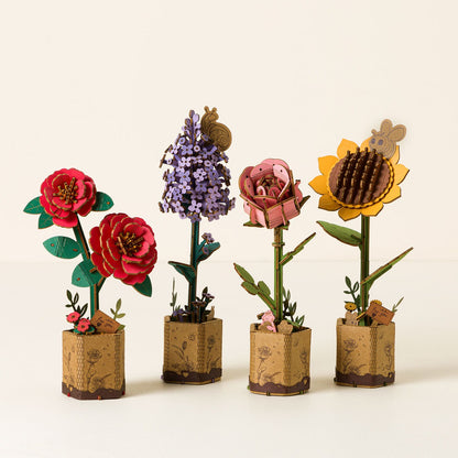 DIY 3D Wooden Flower Puzzle