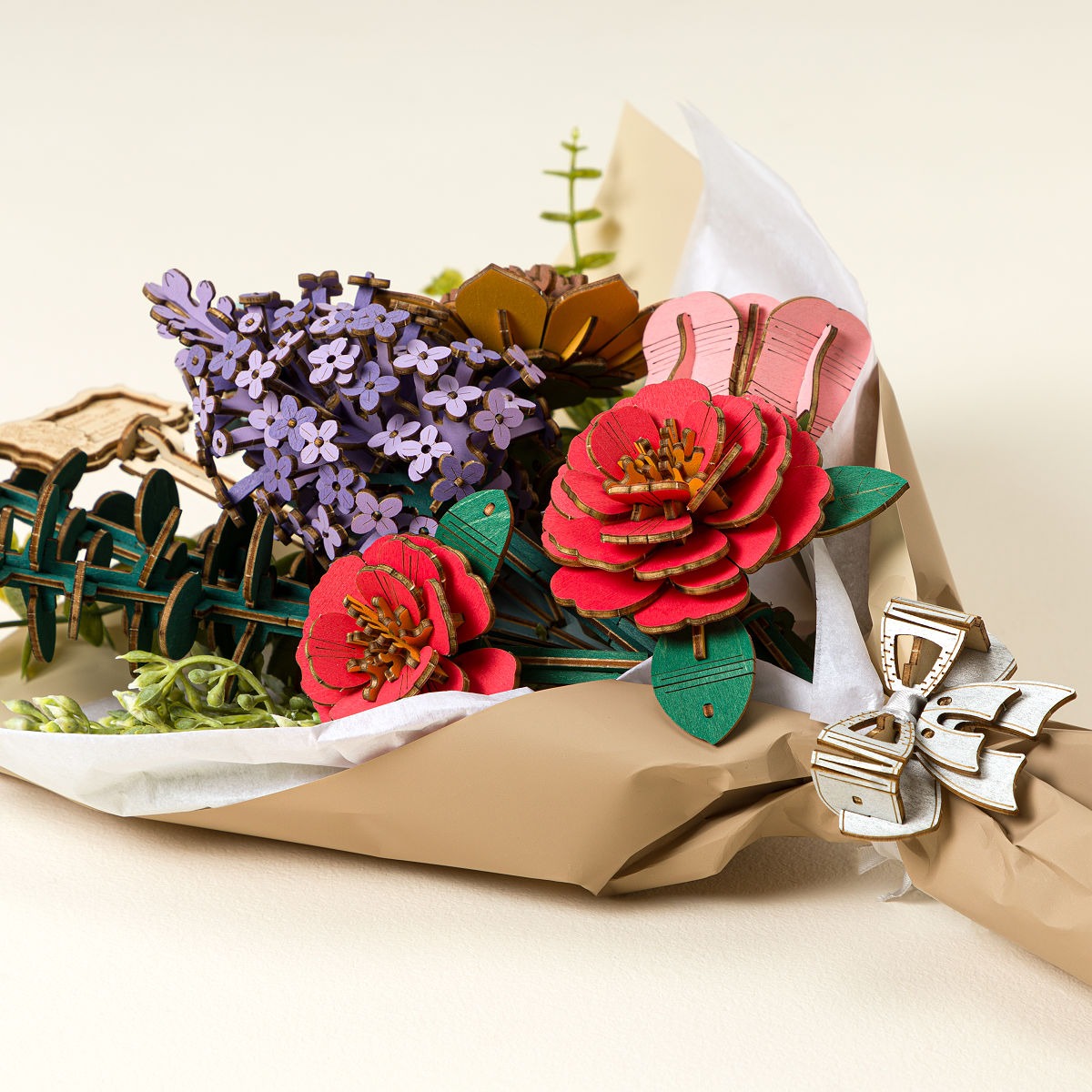 DIY 3D Wooden Flower Puzzle