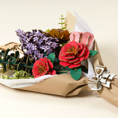 DIY 3D Wooden Flower Puzzle