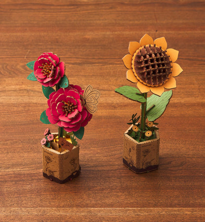 DIY 3D Wooden Flower Puzzle