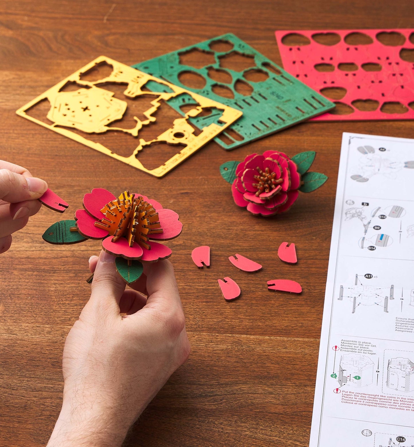 DIY 3D Wooden Flower Puzzle