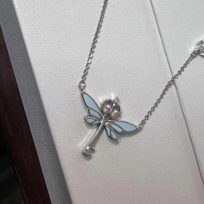 Blue Glowing Forest Butterfly Necklace