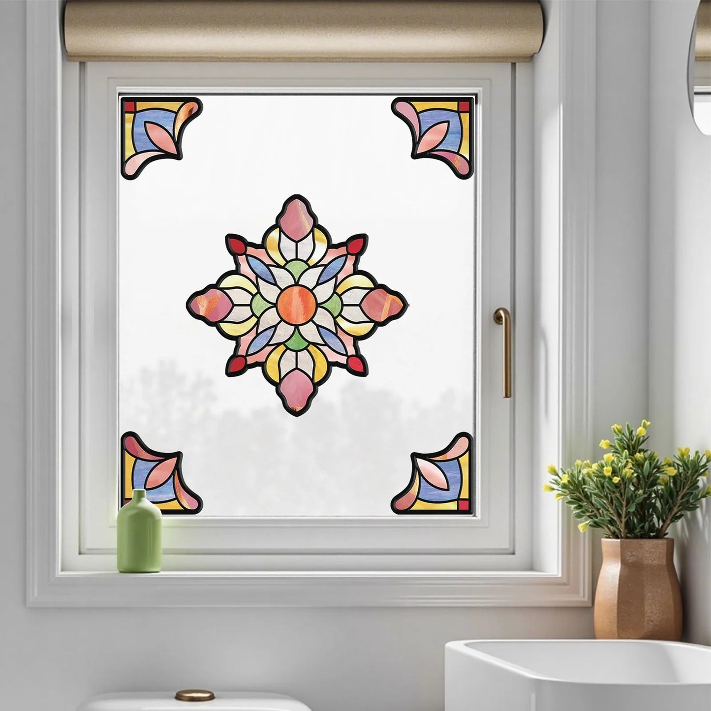 Rainbow Lotus Window Glass Sticker