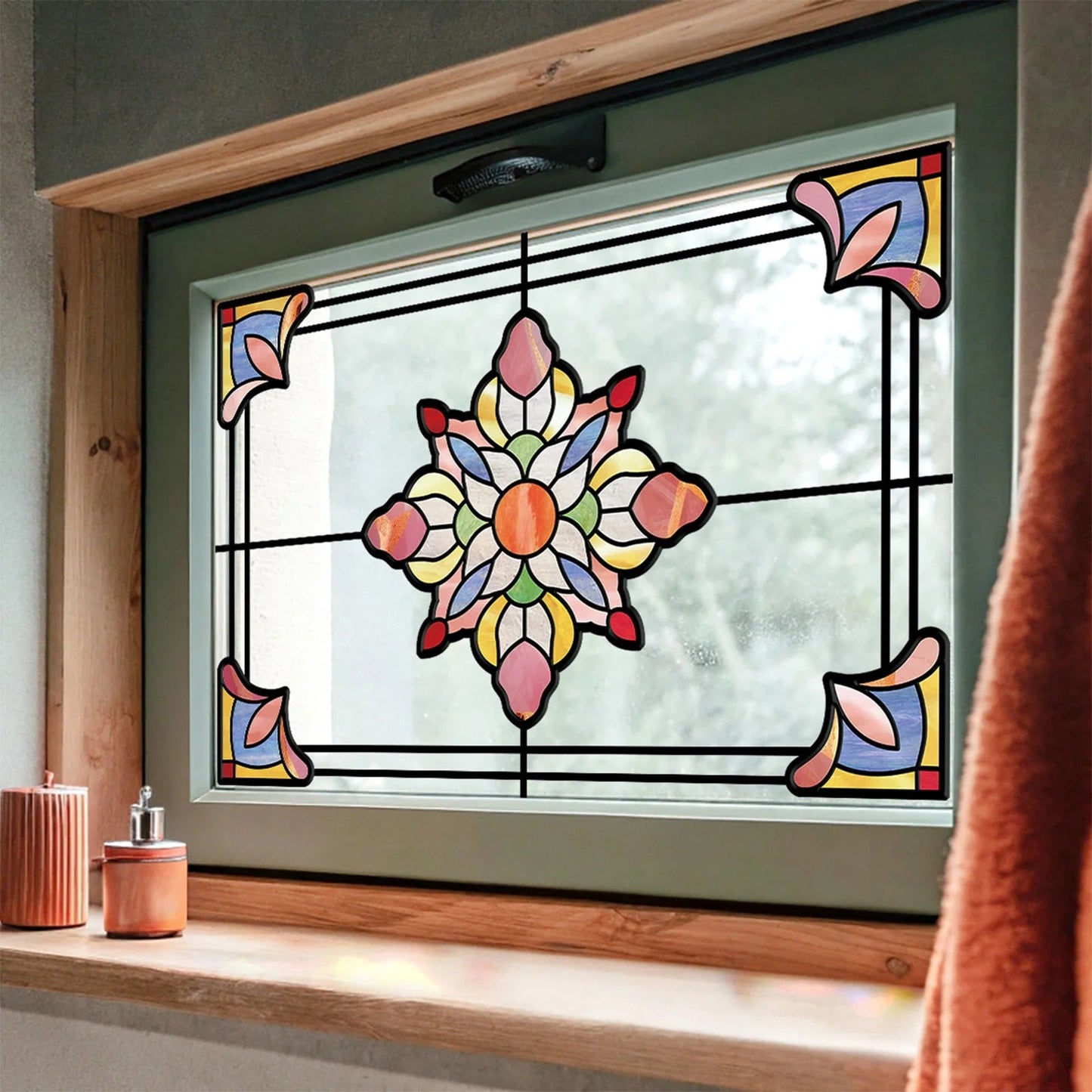 Rainbow Lotus Window Glass Sticker
